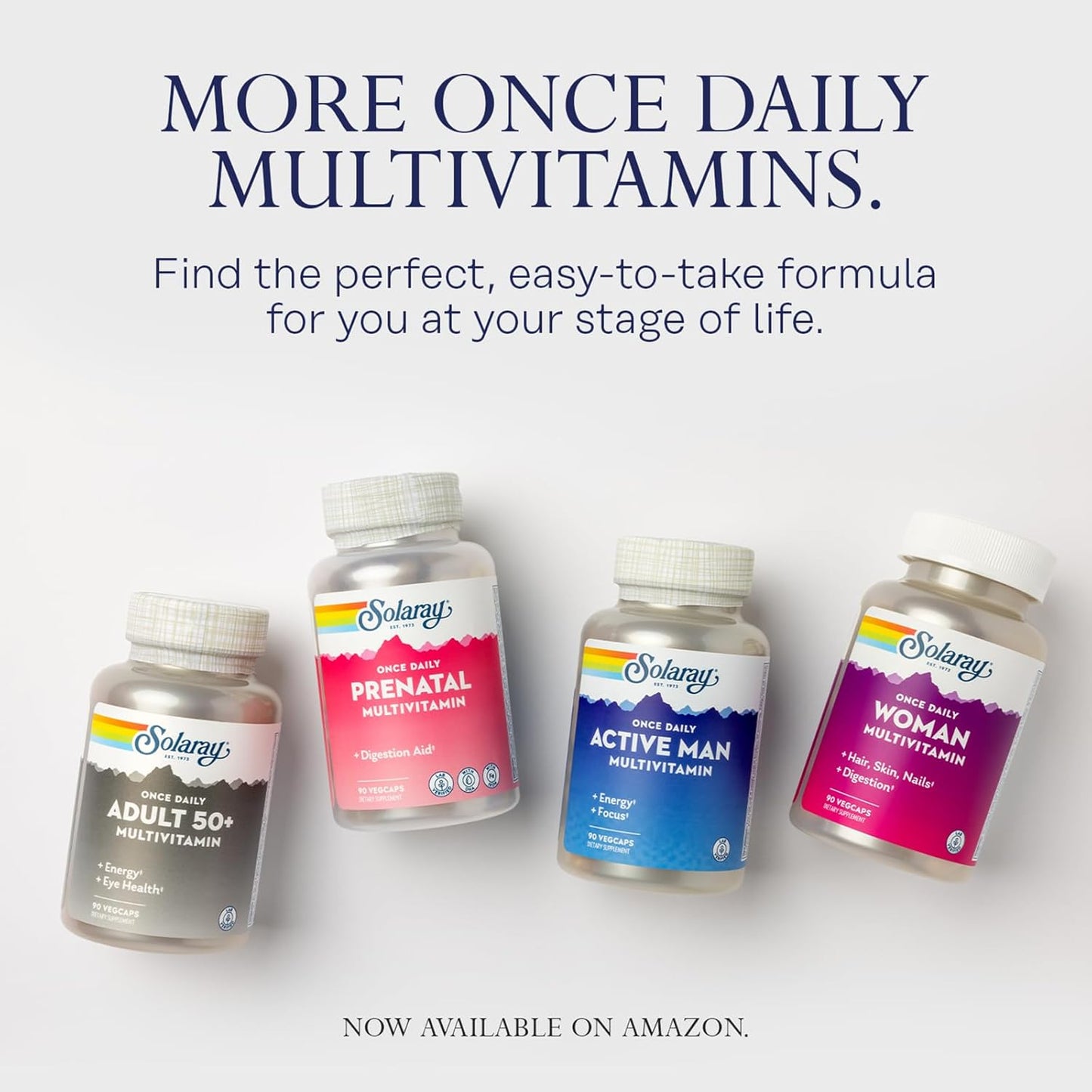 Solaray High Energy Multivitamin for Women and Men - Immune Support with Vitamin C, A, D, E, B Complex - 120 VegCaps - 60-Day Guarantee