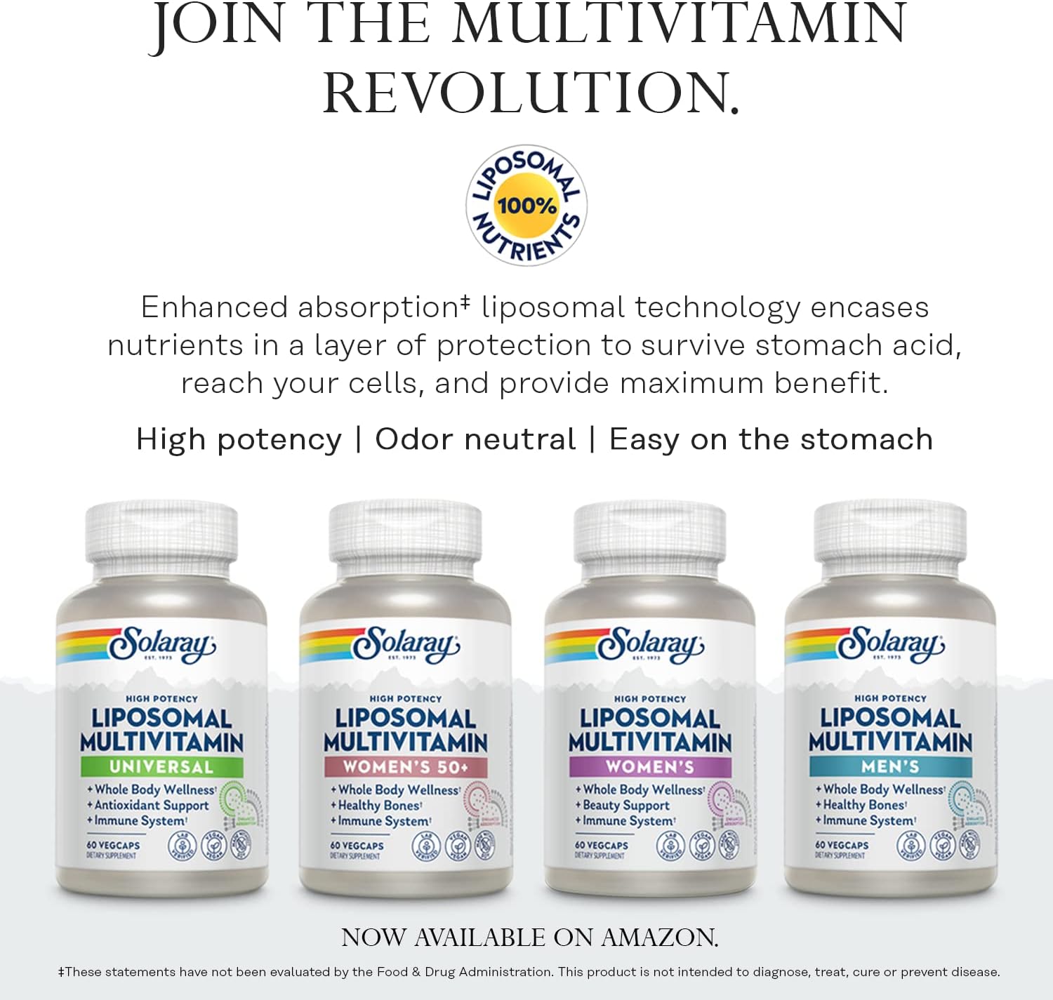 SOLARAY High Energy Multivitamin with Timed-Release Formula - 120 VegCaps, No Iron, Whole Food & Herb Base, 1/Day