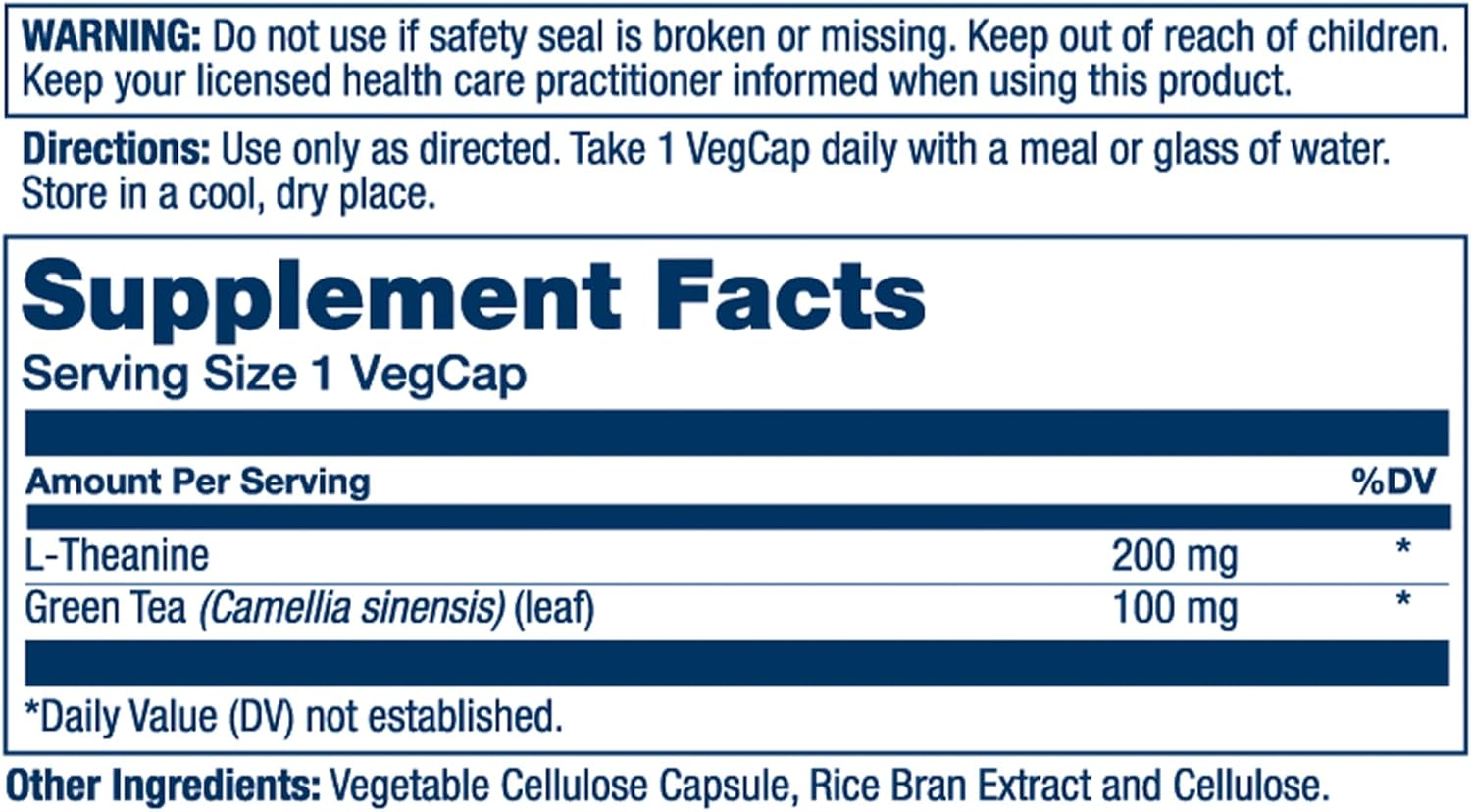 Solaray L-Theanine 200mg with Green Tea Leaf Extract 100mg for Relaxation, Stress Relief, Improved Mood, and Focus - Non-Drowsy Formula - 90 Vegetarian Capsules