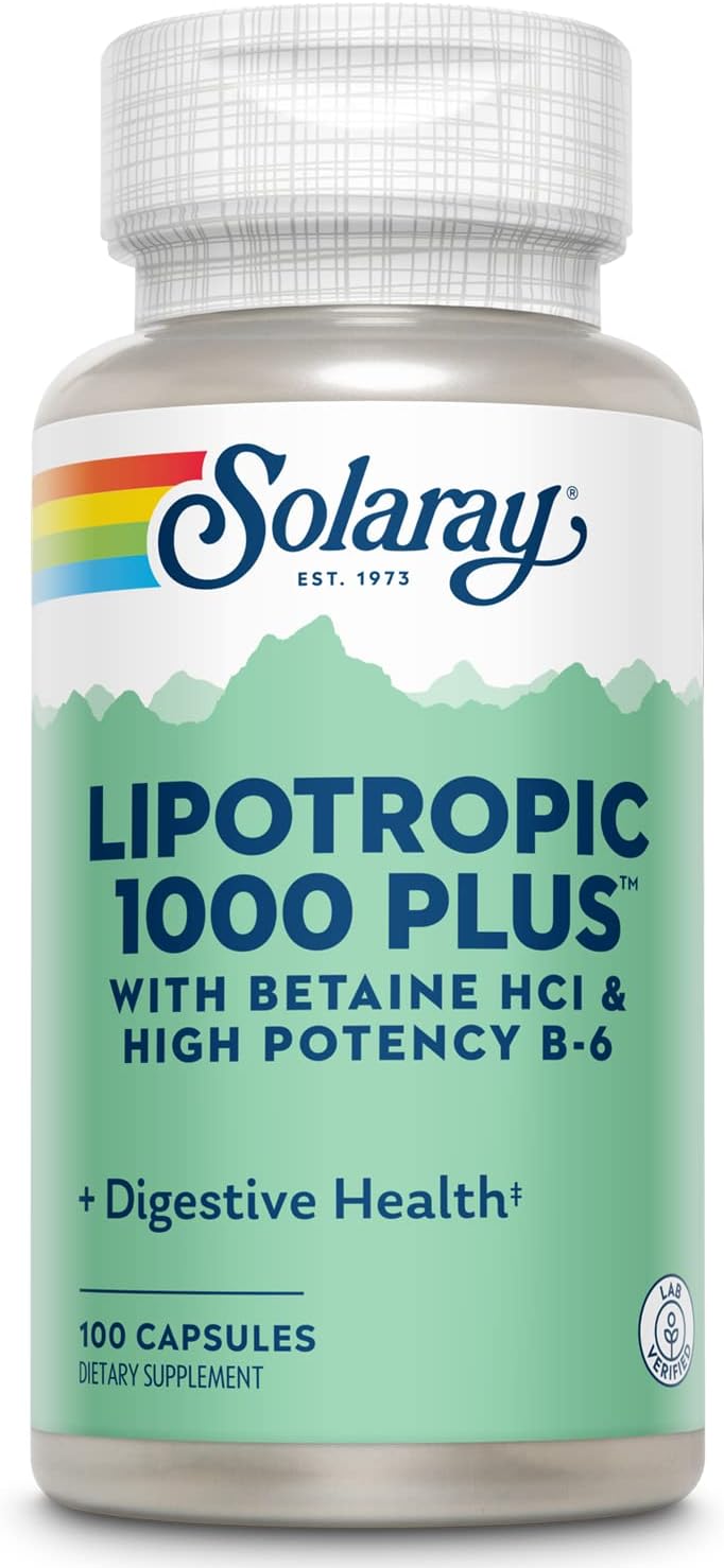 Solaray Lipotropic 1000 Plus Vitamin Capsules - 100 Count for Fat Metabolismboost