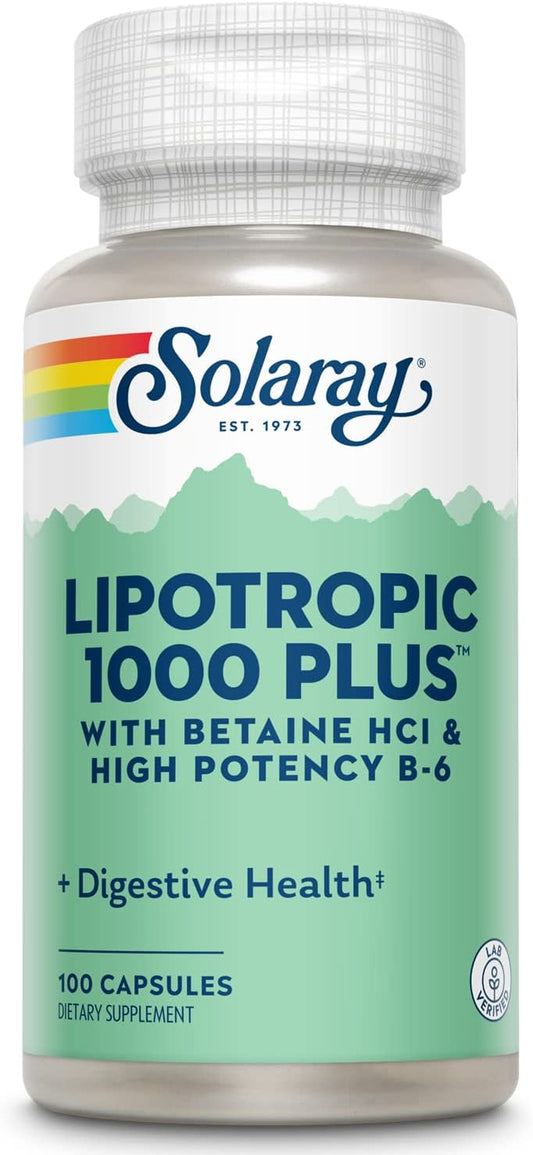 Solaray Lipotropic 1000 Plus Vitamin Capsules - 100 Count for Fat Metabolismboost