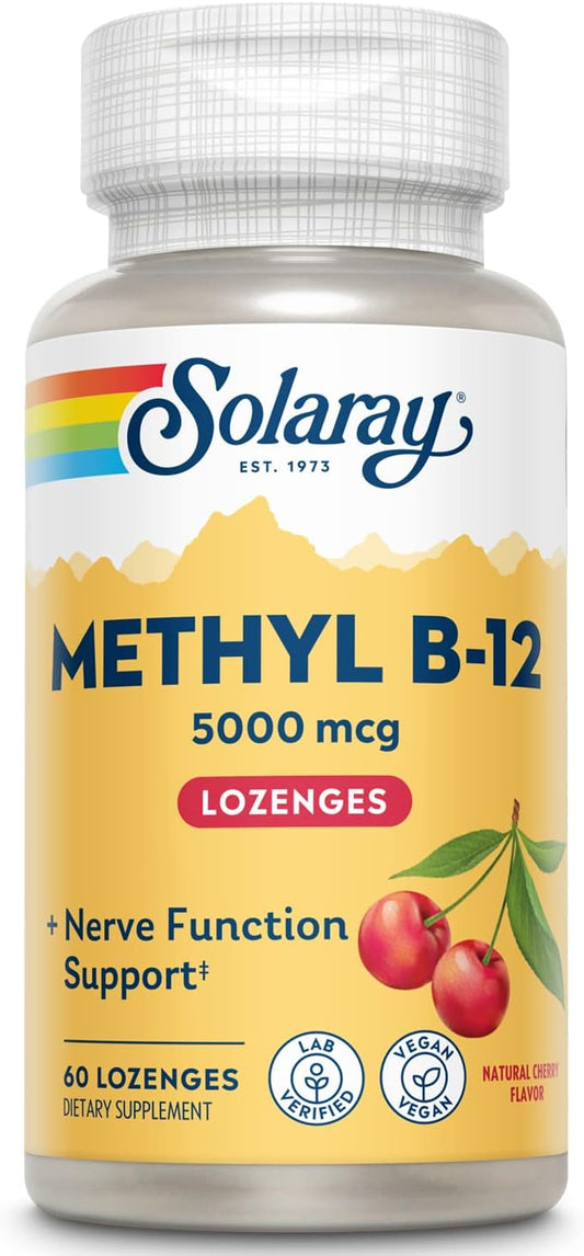Solaray Methyl B12 Cherry Lozenges 5000mcg - 60 Count Bottle