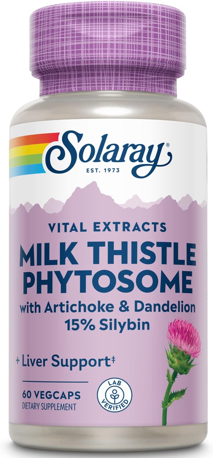 Solaray Milk Thistle Phytosome Liver Supplement with Artichoke, Dandelion & Ginger - 15% Silybin Extract - 60 Servings