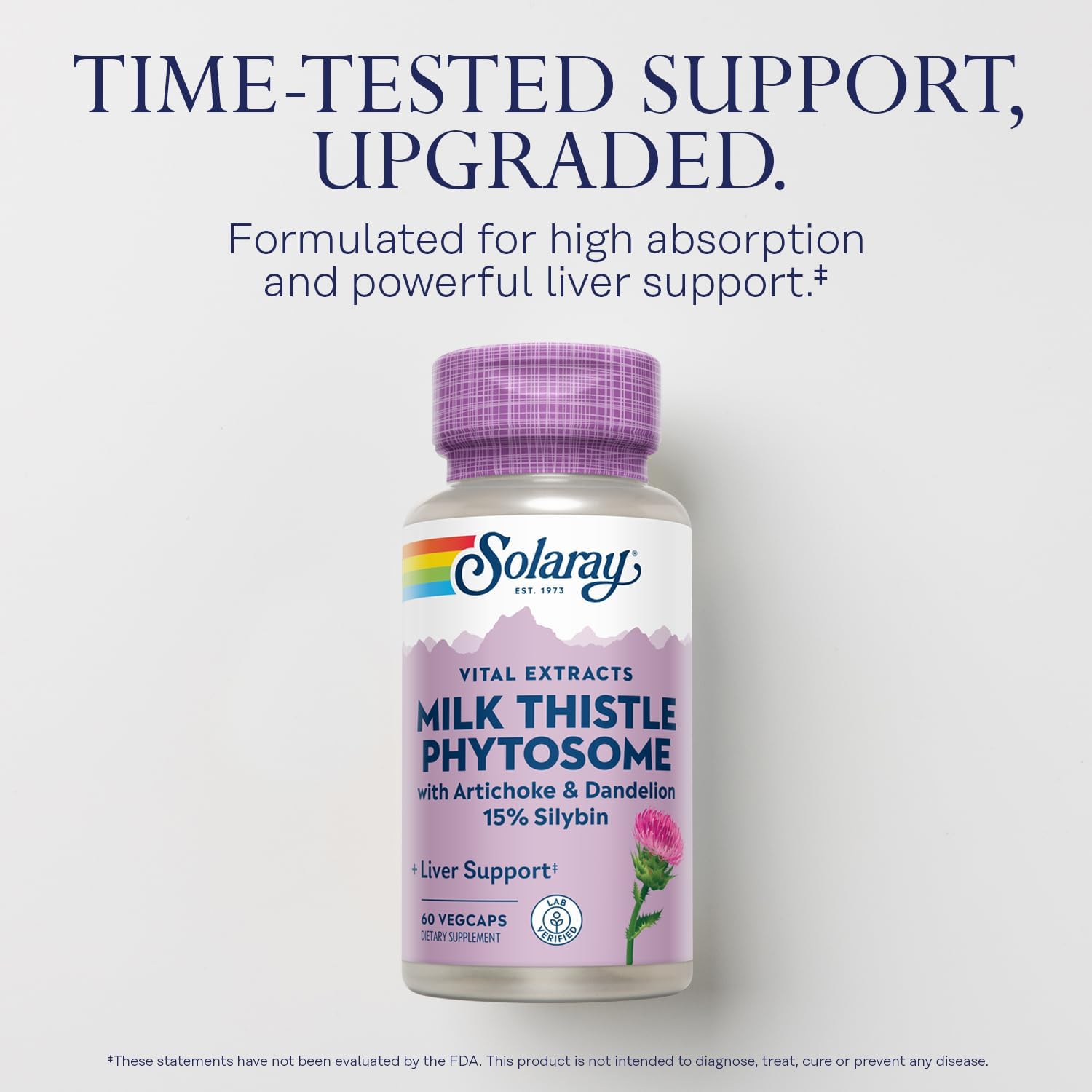 Solaray Milk Thistle Phytosome Liver Supplement with Artichoke, Dandelion & Ginger - 15% Silybin Extract - 60 Servings