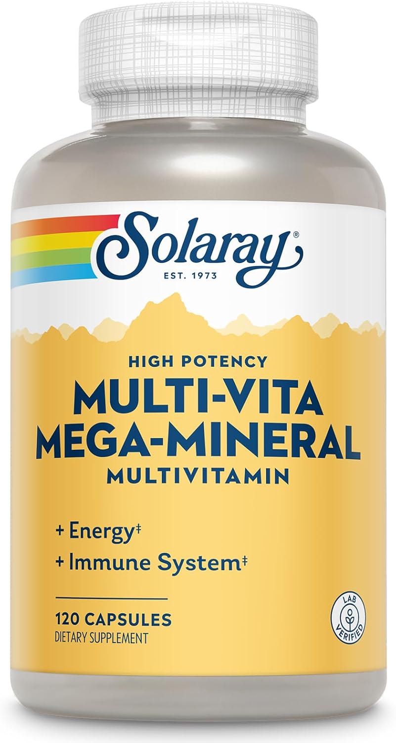 Solaray Multi-Vita Mega-Mineral Multivitamin with Vitamin D, C, Magnesium, Zinc - Energy & Immune Support - 60-Day Guarantee - 120 Capsules