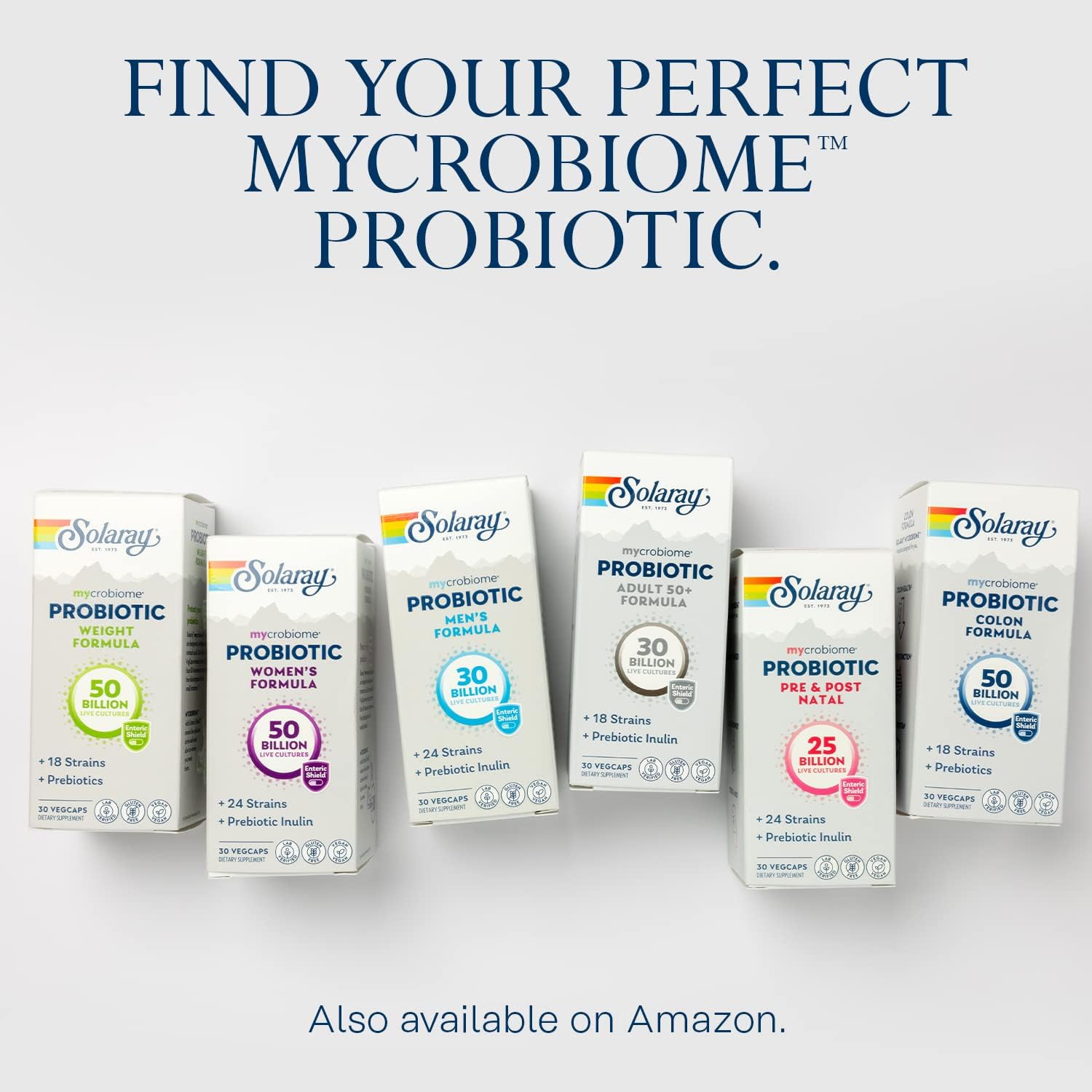 Solaray Mycrobiome Probiotic 50+ for Digestion, Metabolism, Energy - 30 Billion CFU, 30 VegCaps - Men & Women's Colon & Urinary Tract Support
