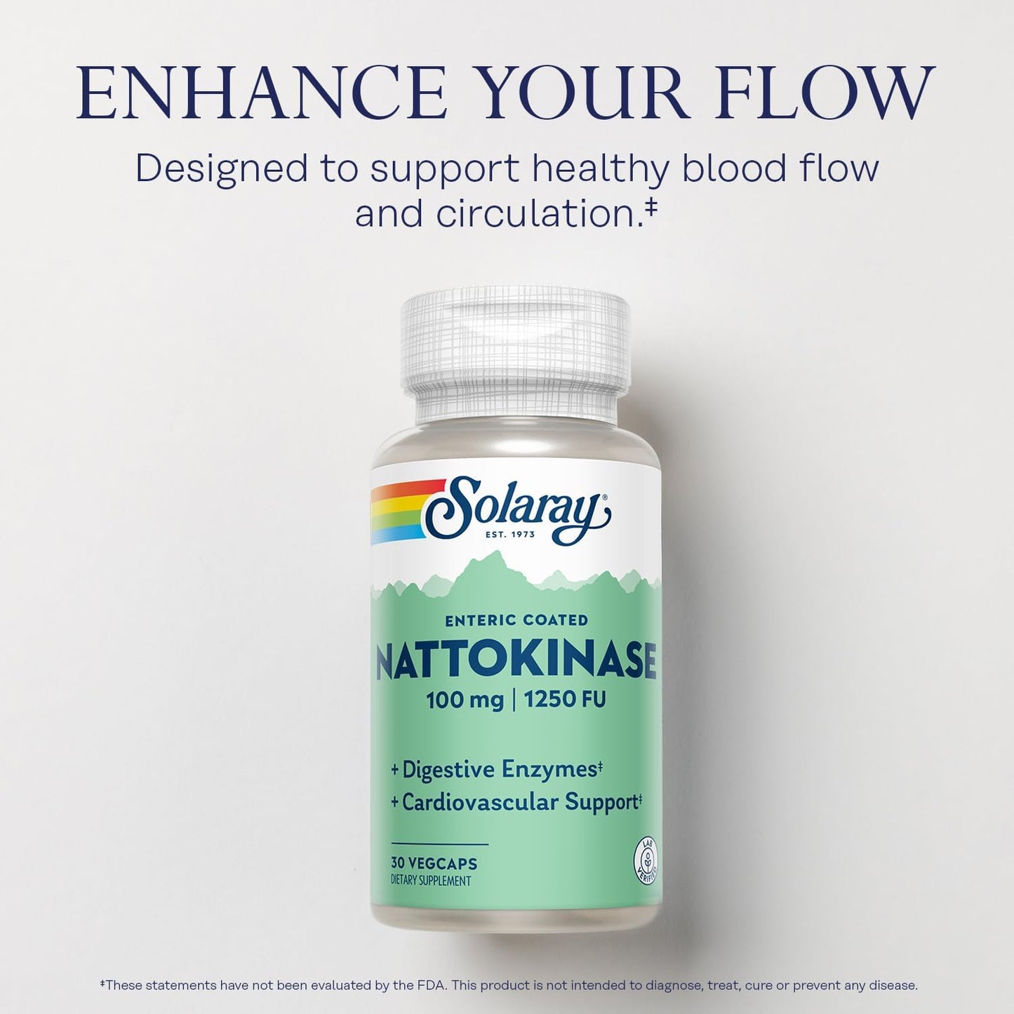 Solaray Nattokinase Supplement 100mg - Traditional Health Support - Lab Verified - 60-Day Guarantee - 30 VegCaps