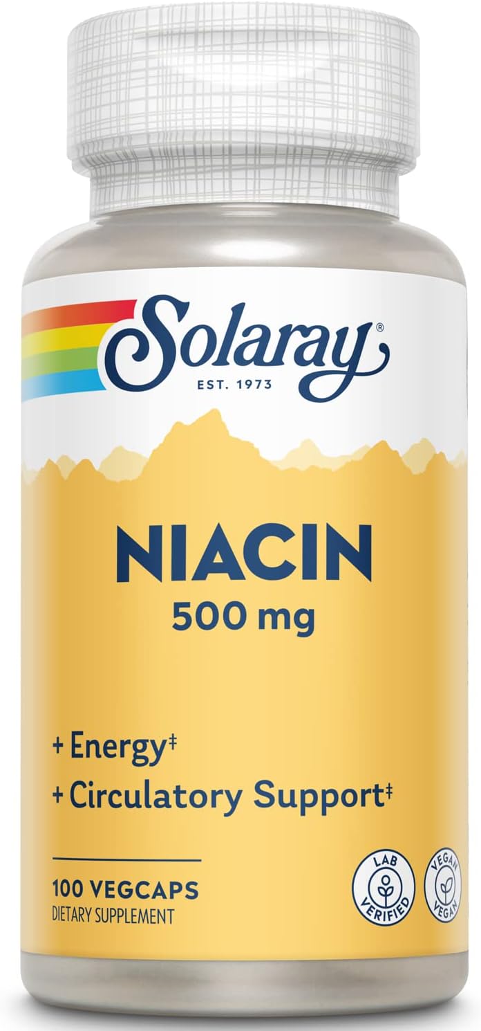 Solaray Niacin 500 mg Capsules for Skin, Nervous System & Circulation Support - 100 Count