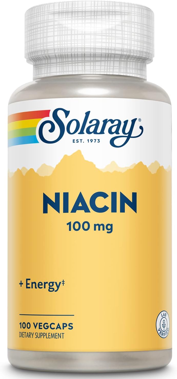 SOLARAY Niacin Capsules - Plastic Bottle, 100 Count