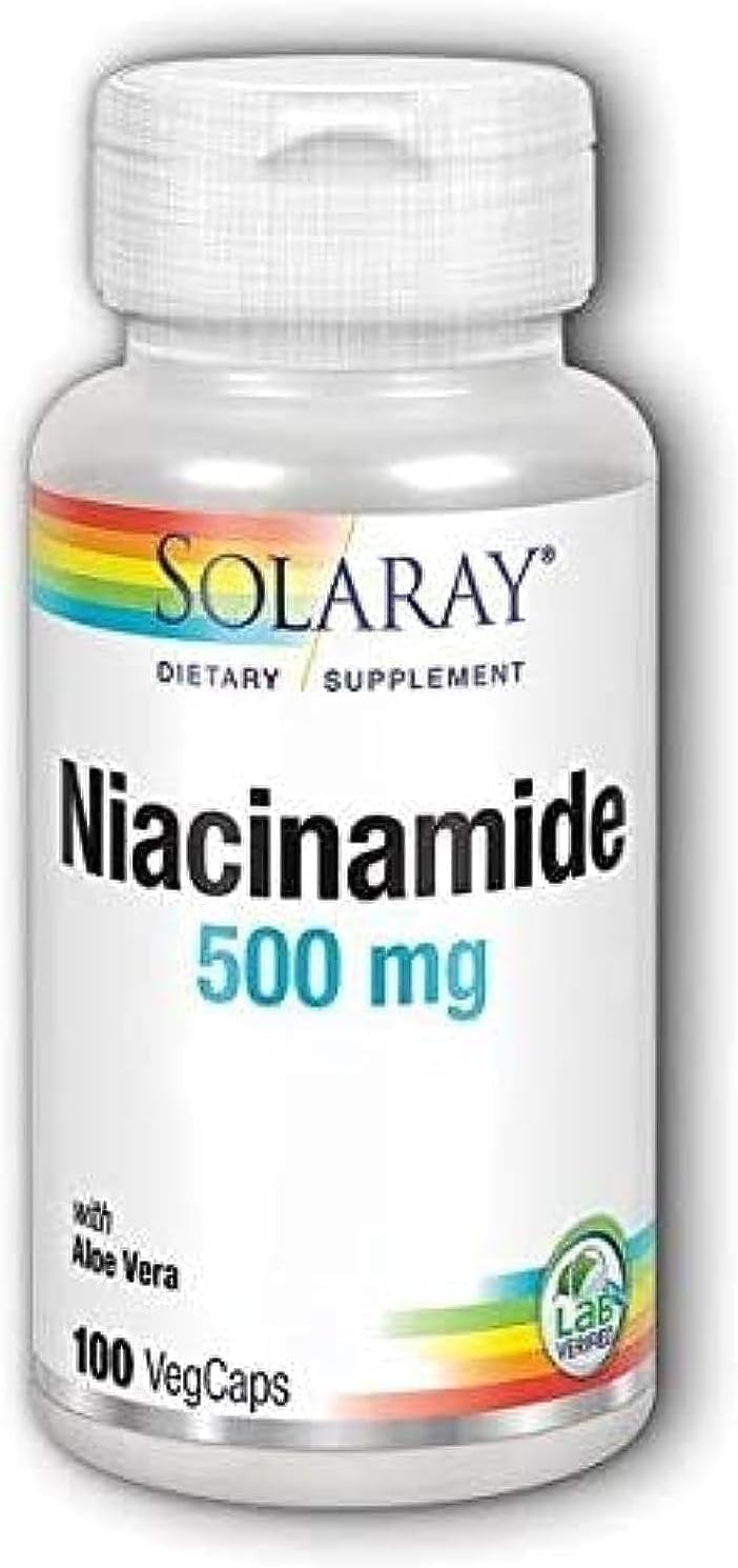 Solaray Niacinamide 500mg - 100 Vegetarian Capsules for Skin Health and Wellness