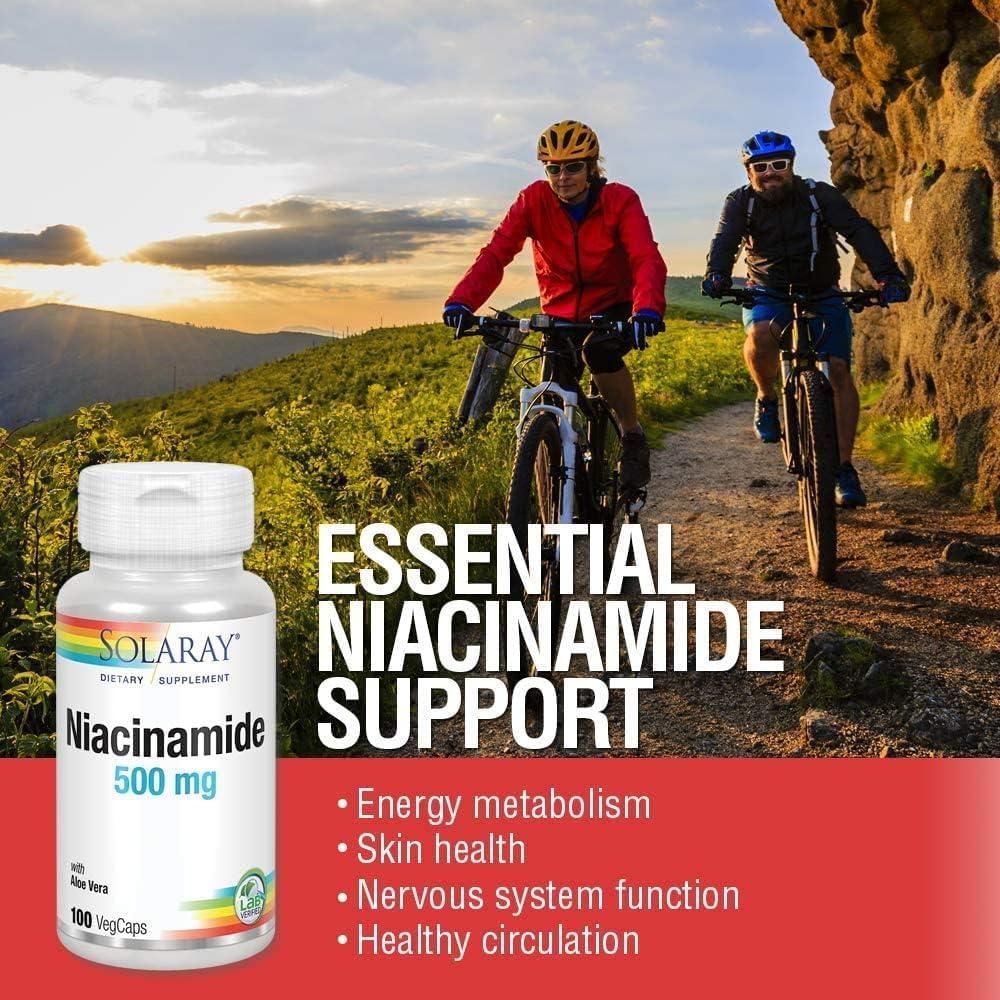 Solaray Niacinamide 500mg - 100 Vegetarian Capsules for Skin Health and Wellness