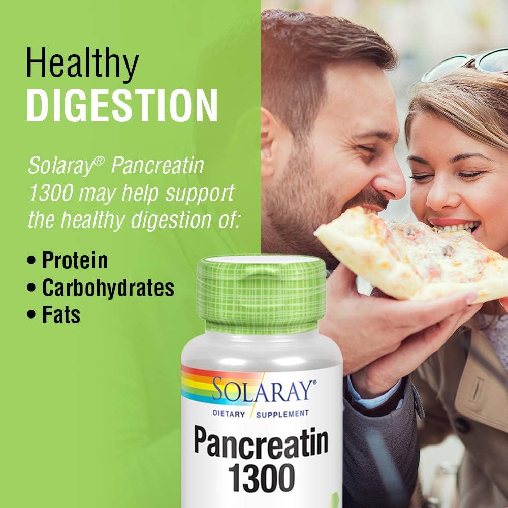 Solaray Pancreatin 1300 Enzyme Support 180 Capsules (2 Pack)