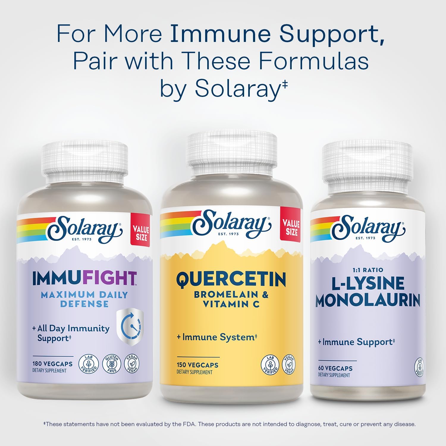 Solaray Quercetin Bromelain & Vitamin C Capsules - Immune, Sinus & Respiratory Support - Vegan Antioxidant Formula - 75 Servings