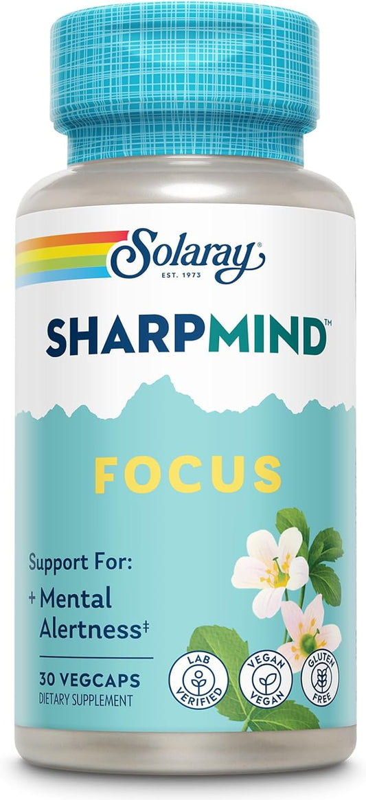 Solaray SharpMind Focus Nootropic Supplement with Cognizin Citicoline - Memory Support, Mental Alertness, Vegan - 30 Capsules, 60 Day Guarantee