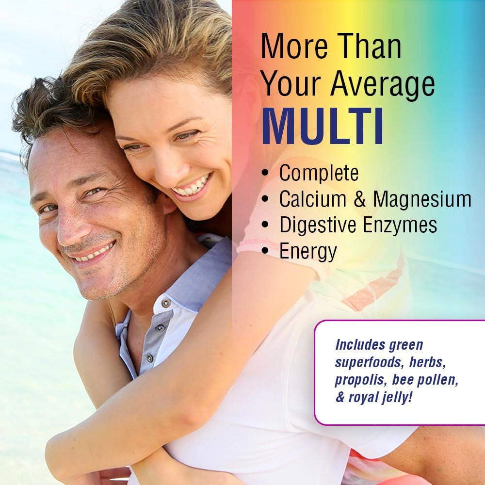 Solaray Spectro Multivitamin without Iron, 250 Capsules - Includes Calcium, Magnesium, Energizing Greens, Herbs, and Digestive Enzymes - 42 Servings