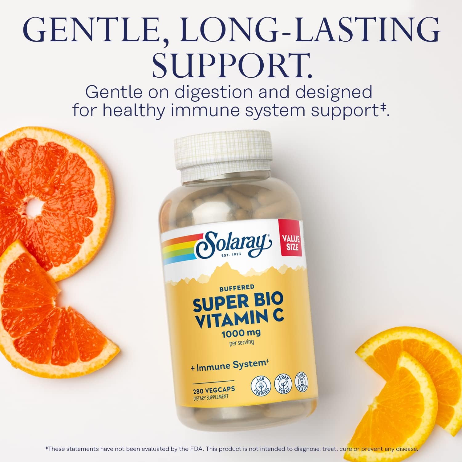 Solaray Super Bio Buffered Vitamin C 1000mg with Bioflavonoids - Immune Support, Vegan, Two-Stage Release, High Absorption - 360 VegCaps 140