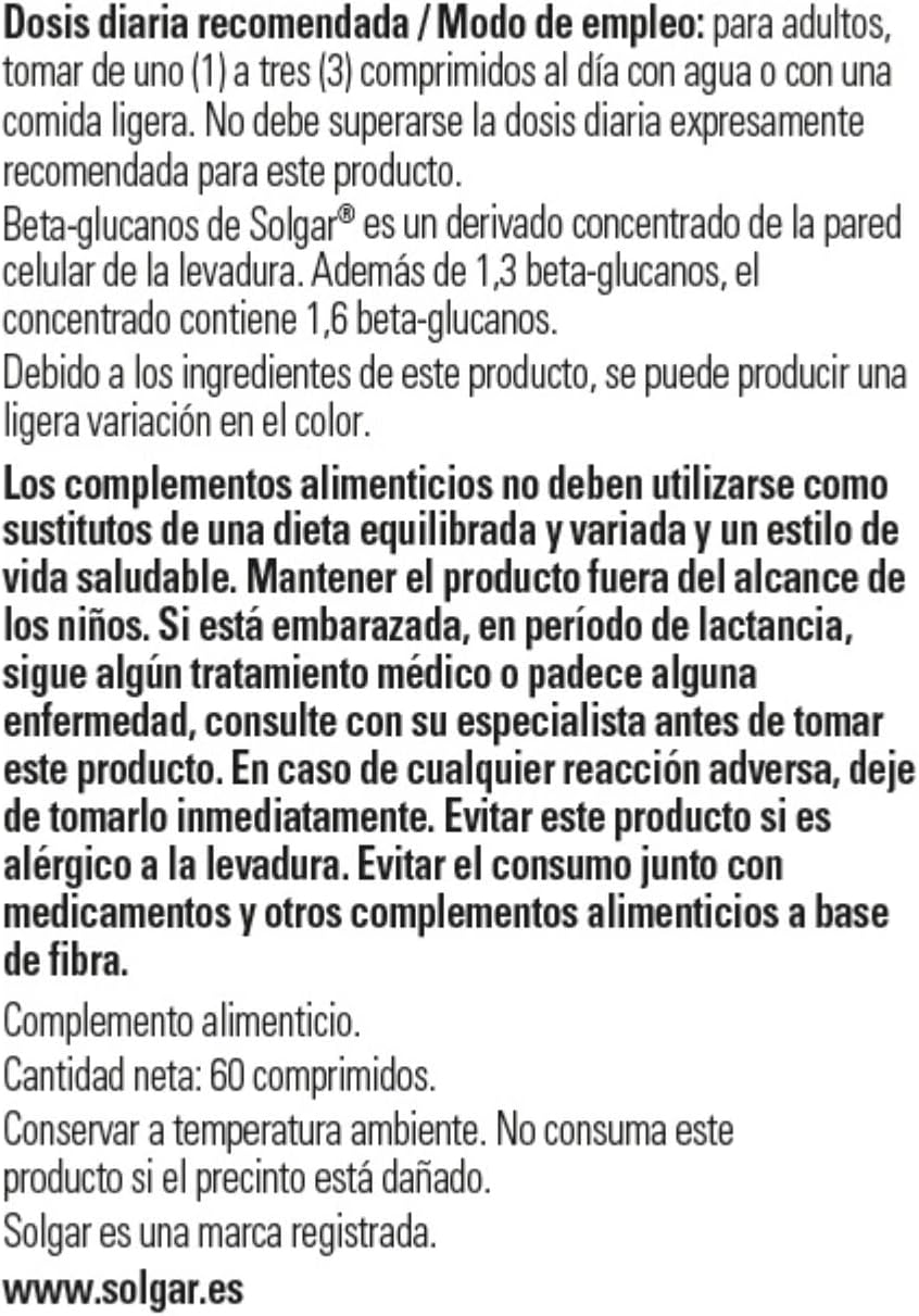 Solgar Beta Glucans Tablets - Non-GMO, Vegan, Gluten & Dairy Free - 60 Servings - 60 Count