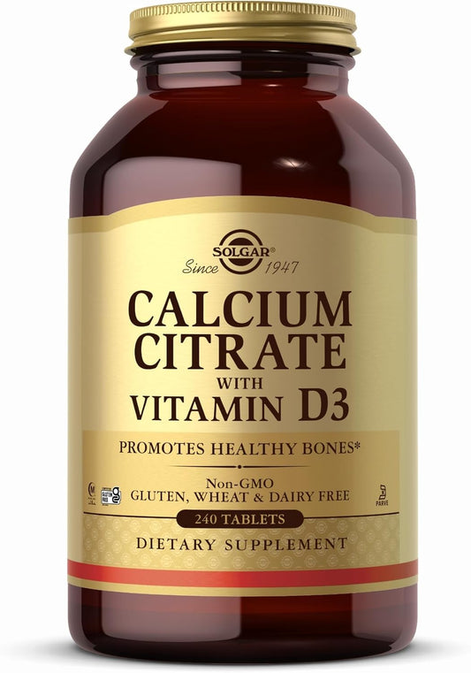 Solgar Calcium Citrate with Vitamin D3 Tablets - Non-GMO, Gluten Free, Kosher, Halal - 240 Count