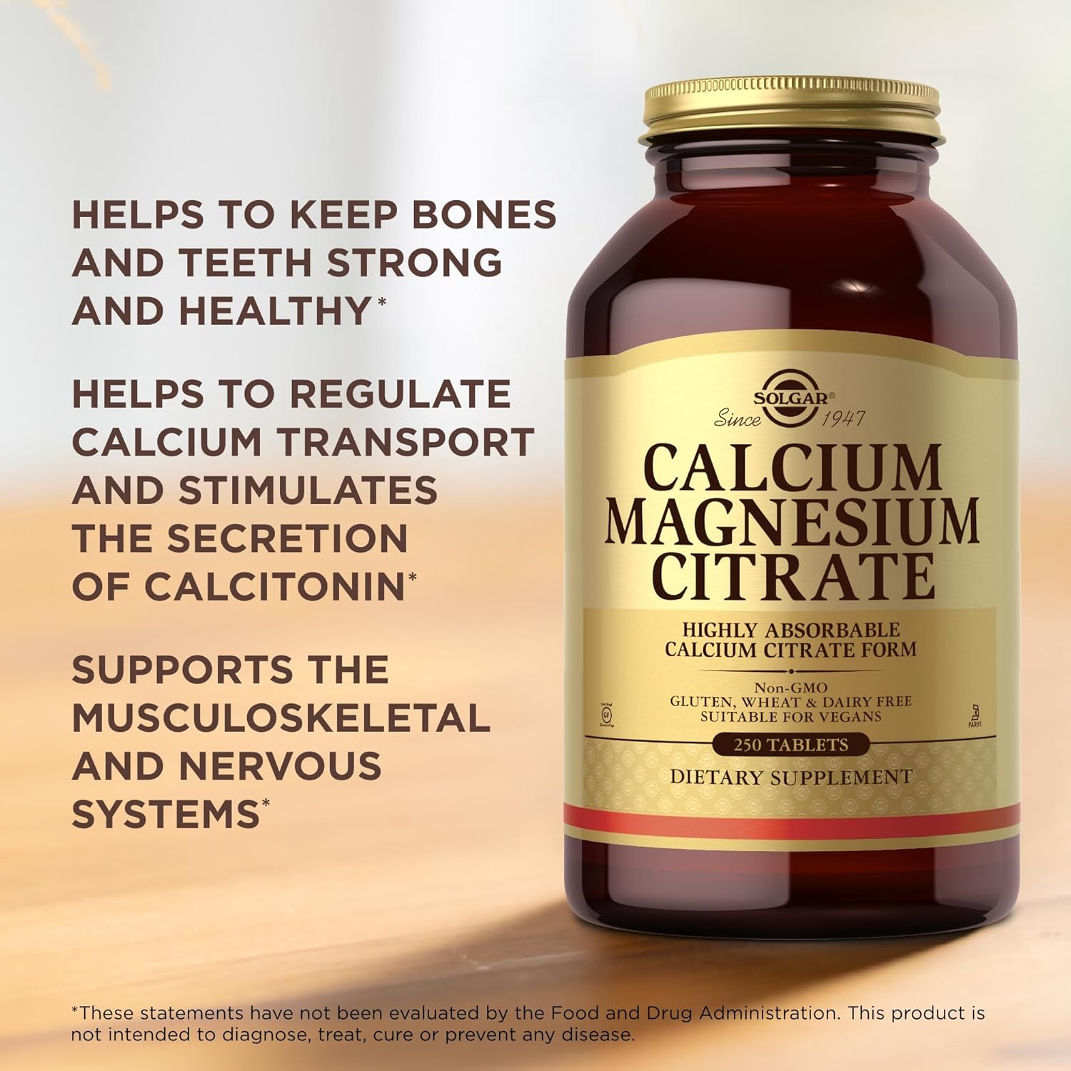 Solgar Calcium Magnesium Citrate Tablets - 500 Count, 2-Pack - Non-GMO, Vegan, Gluten Free, Kosher - 100 Servings per Bottle