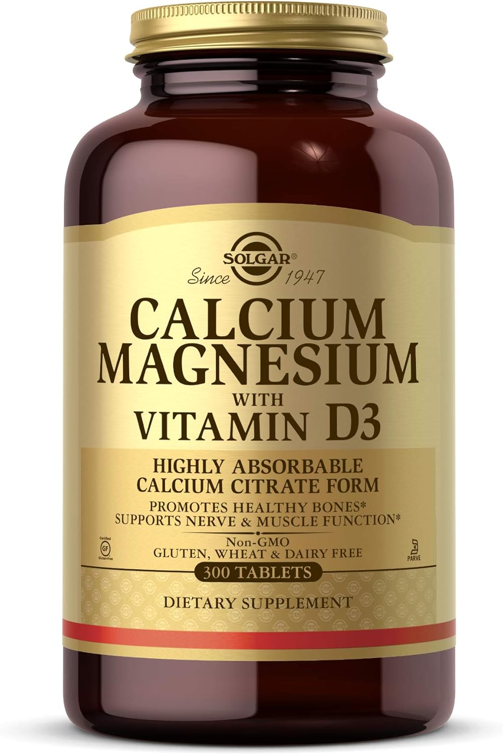 Solgar Calcium Magnesium with Vitamin D3 Tablets - Supports Bone Health, Nerve & Muscle Function - Highly Absorbable - Non-GMO, Gluten Free, Dairy Free - 60 Servings