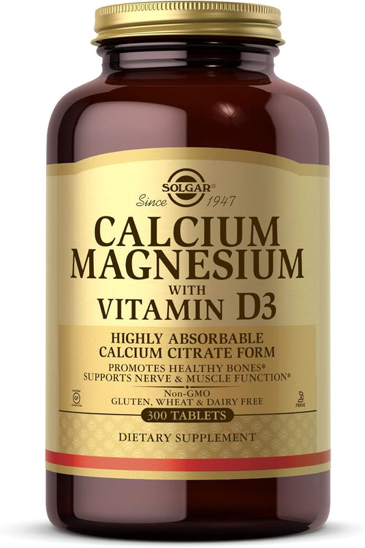 Solgar Calcium Magnesium with Vitamin D3 Tablets - Supports Bone Health, Nerve & Muscle Function - Highly Absorbable - Non-GMO, Gluten Free, Dairy Free - 60 Servings