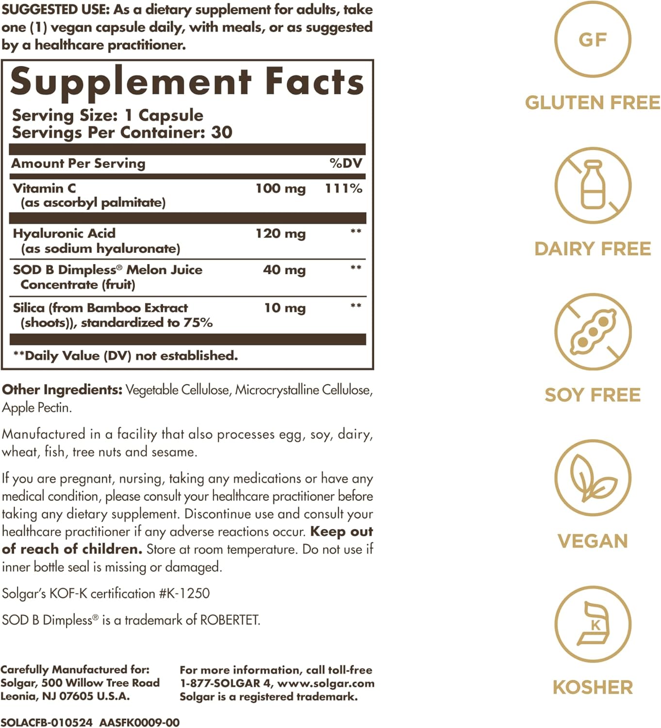Solgar Cellulite Fighter: Age-Defying French Melon Concentrate for Beautiful Skin, Vegan & Gluten-Free, 30 Servings