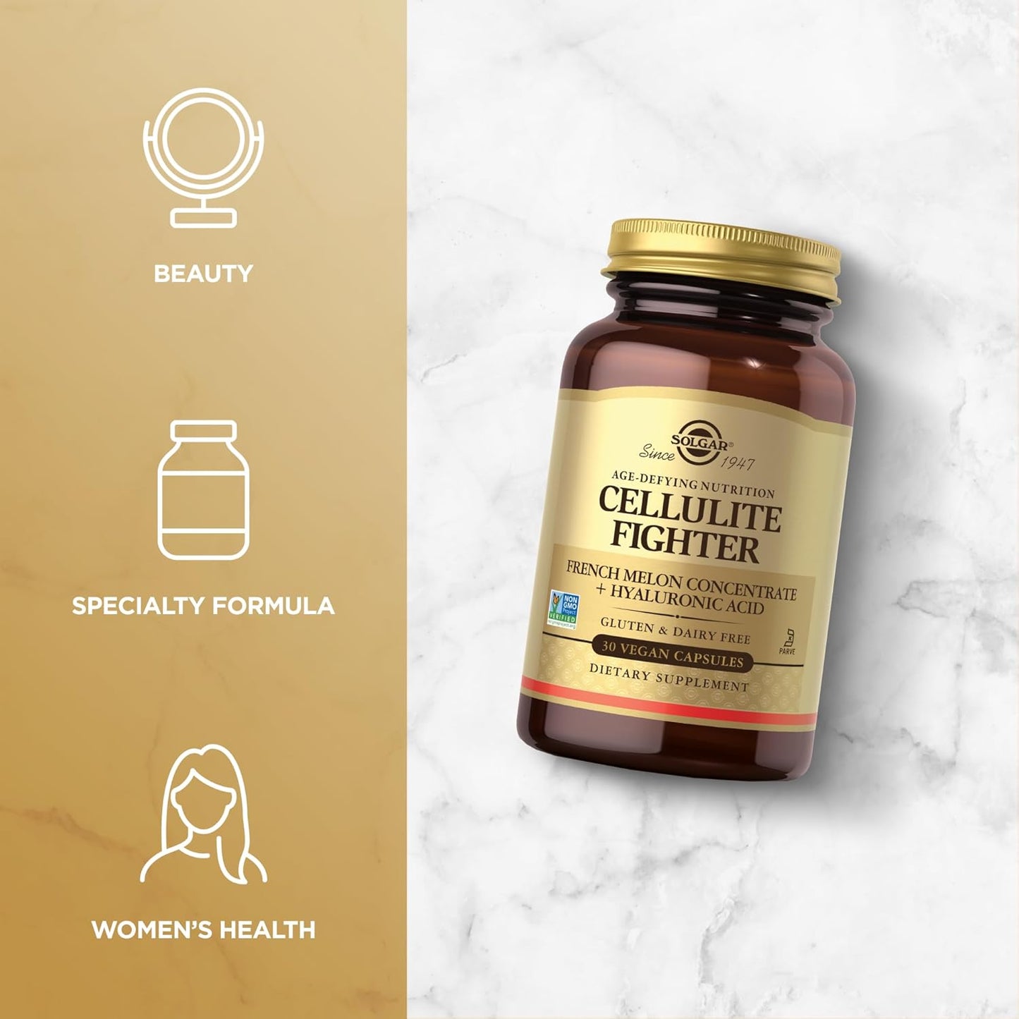Solgar Cellulite Fighter: Age-Defying French Melon Concentrate for Beautiful Skin, Vegan & Gluten-Free, 30 Servings