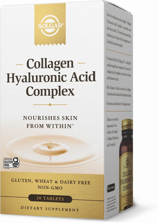 Solgar Collagen Hyaluronic Acid Complex Tablets - Type 2 Collagen & Chondroitin - Non-GMO, Gluten & Dairy Free - 30 Servings