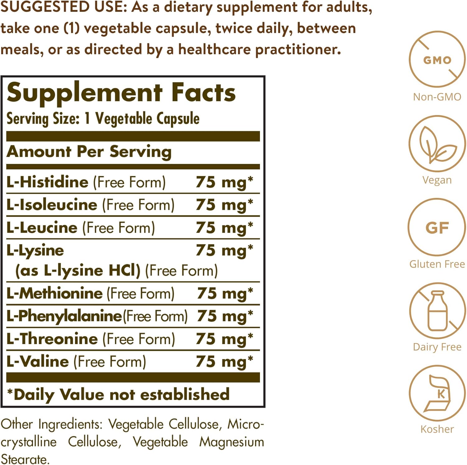 Solgar Essential Amino Complex: 90 Vegetable Capsules, Non-GMO, Vegan, Gluten Free, Dairy Free, Kosher - 90 Servings