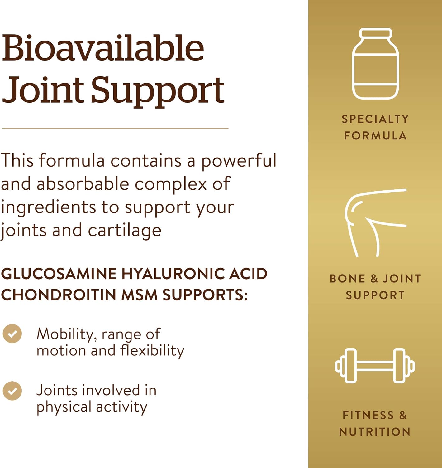Solgar Extra Strength Glucosamine Hyaluronic Acid Chondroitin MSM Tablets for Healthy Joints - Shellfish Free, Non-GMO, Gluten Free - 40 Servings
