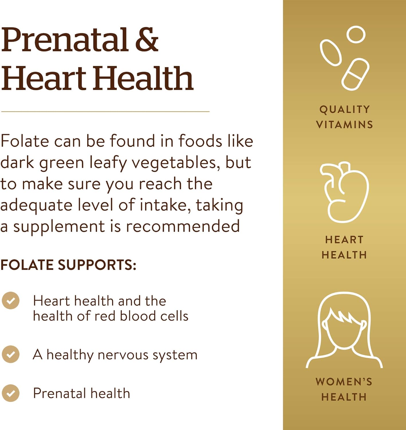 Solgar Folate 1,333 mcg Capsules - Heart Health, Nervous System, Prenatal Support - Non-GMO, Vegan, Gluten Free