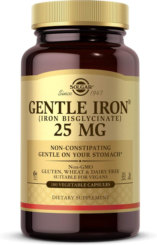 Solgar Gentle Iron - Non-Constipating Red Blood Cell Supplement for Sensitive Stomachs, 180 Count