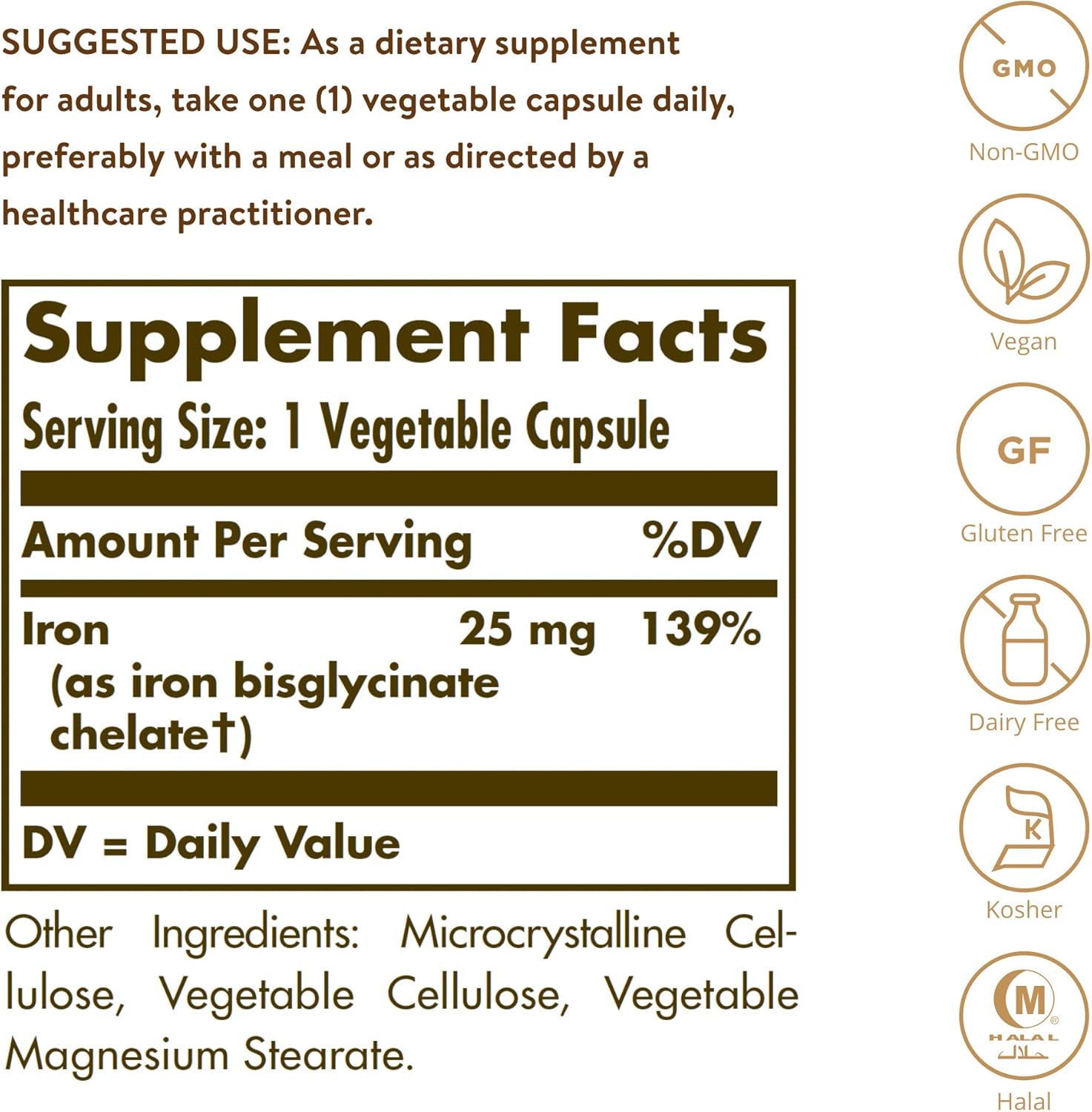 Solgar Gentle Iron - Non-Constipating Red Blood Cell Supplement for Sensitive Stomachs, 180 Count