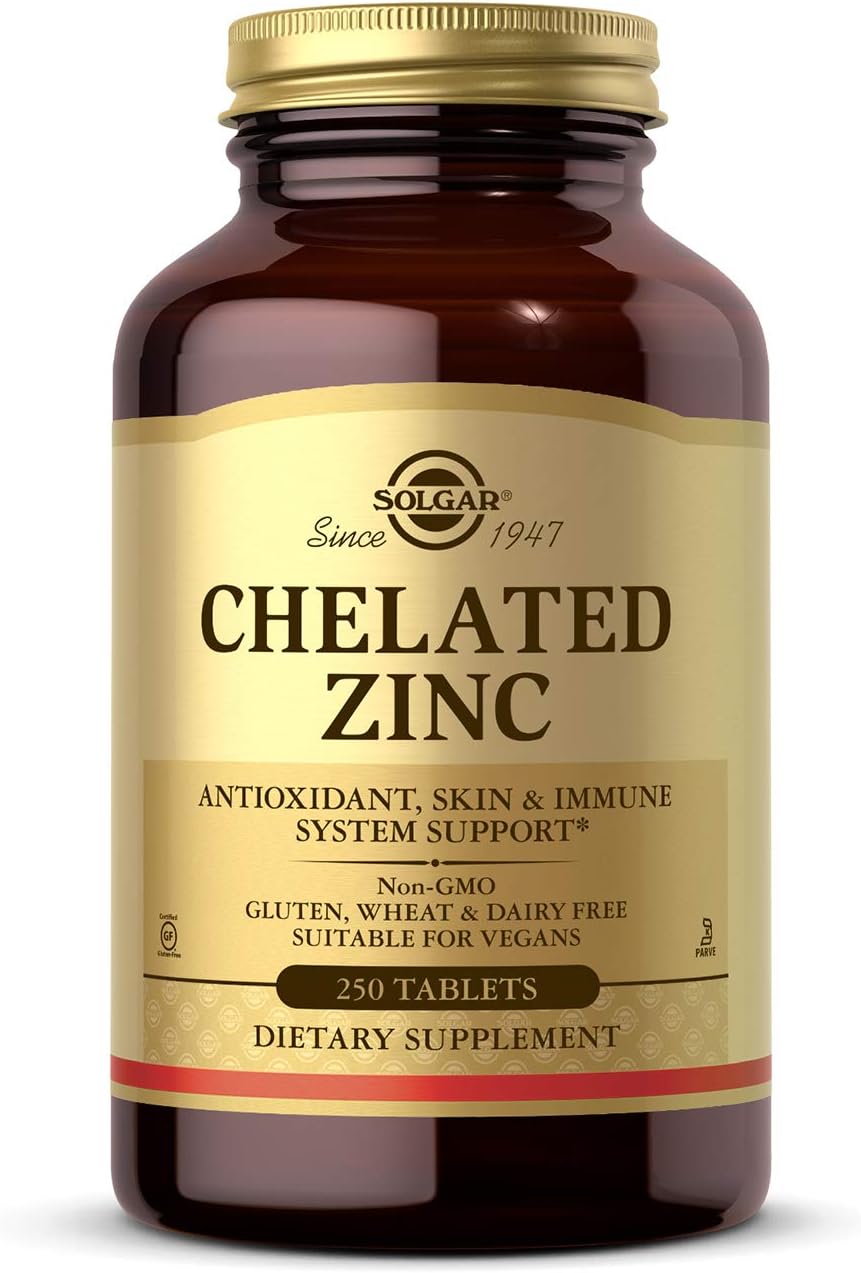Solgar Gentle Iron Tablets with Zinc for Sensitive Stomachs - Non-Constipating Red Blood Cell Supplement for Healthy Skin & DNA Formation - 250 Tablets