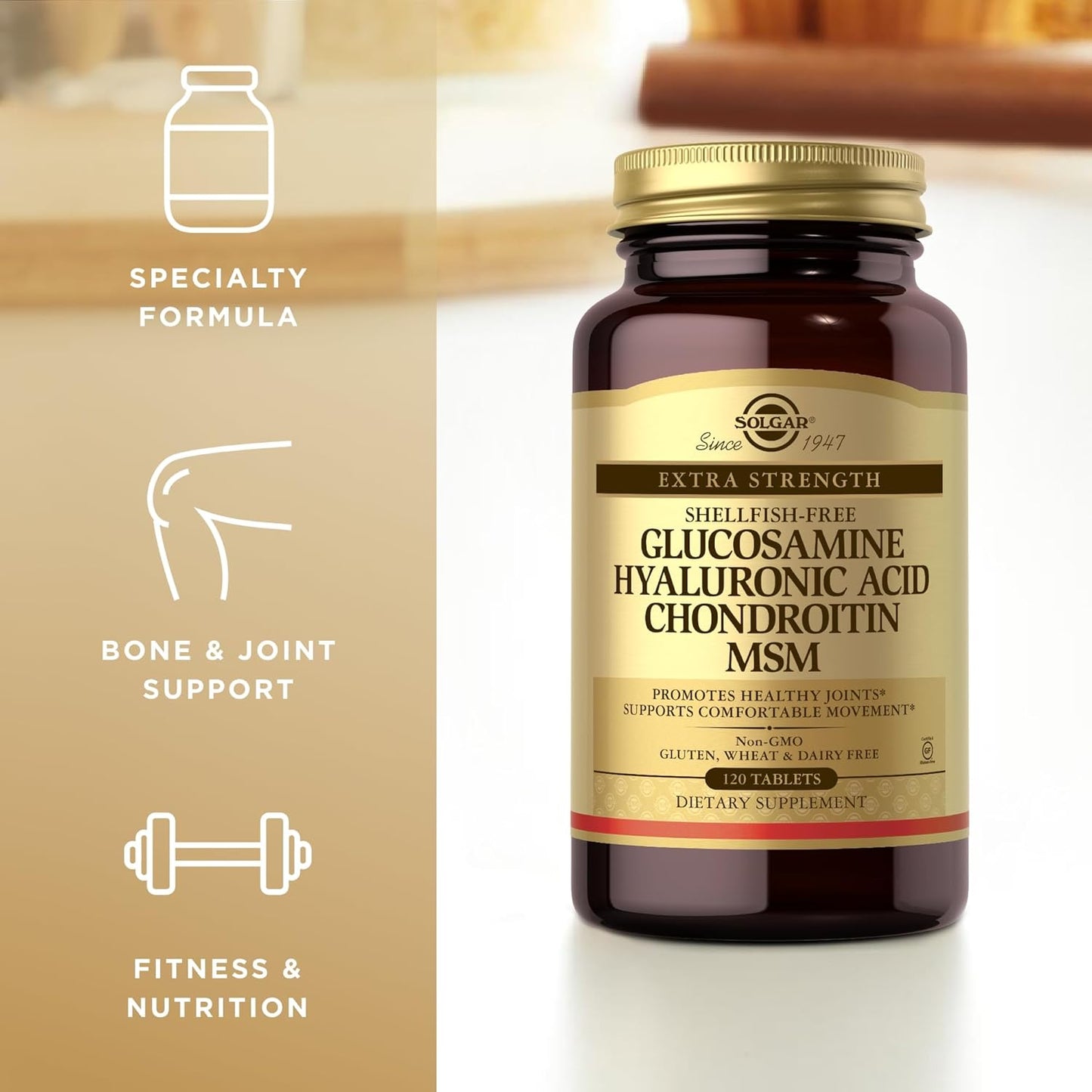 Solgar Glucosamine Hyaluronic Acid Chondroitin MSM Tablets x 240 - Joint Health Support - Non-GMO, Gluten Free - 80 Servings