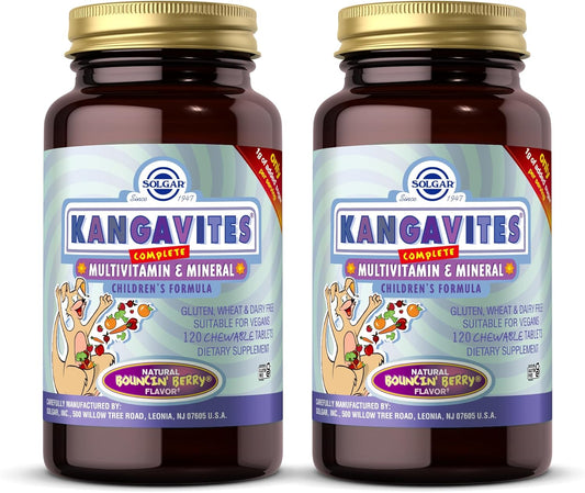 Solgar Kangavites Bouncin' Berry Flavor Chewable Tablets - 240 Count - Children's Vegan Multivitamin & Mineral Formula
