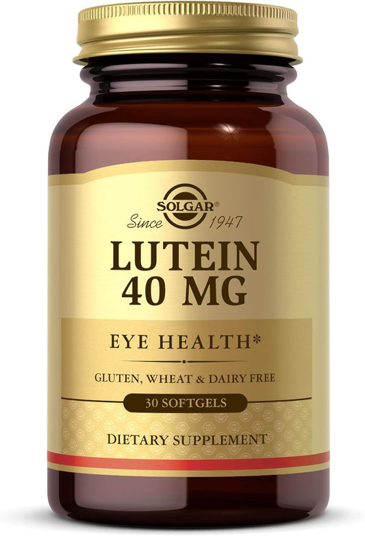 Solgar Lutein Softgels 40mg - Promotes Eye Health, Blue-Light Protection - FloraGLO Lutein, Gluten & Dairy Free - 30 Servings