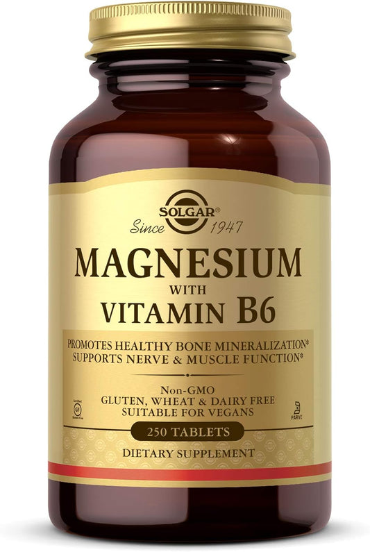 Solgar Magnesium with Vitamin B6 Tablets - Supports Bone Health, Nerve & Muscle Function, Energy Metabolism - Non-GMO, Vegan, Gluten Free, Dairy Free - 83 Servings