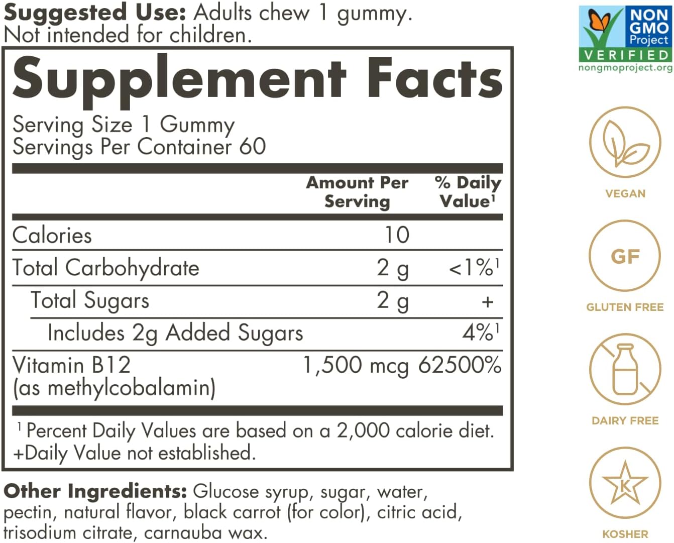 Solgar Methyl B12 Gummies 1,500mcg for Energy & Metabolism, Raspberry Flavor, Vegan & Gluten-Free, 60 Servings