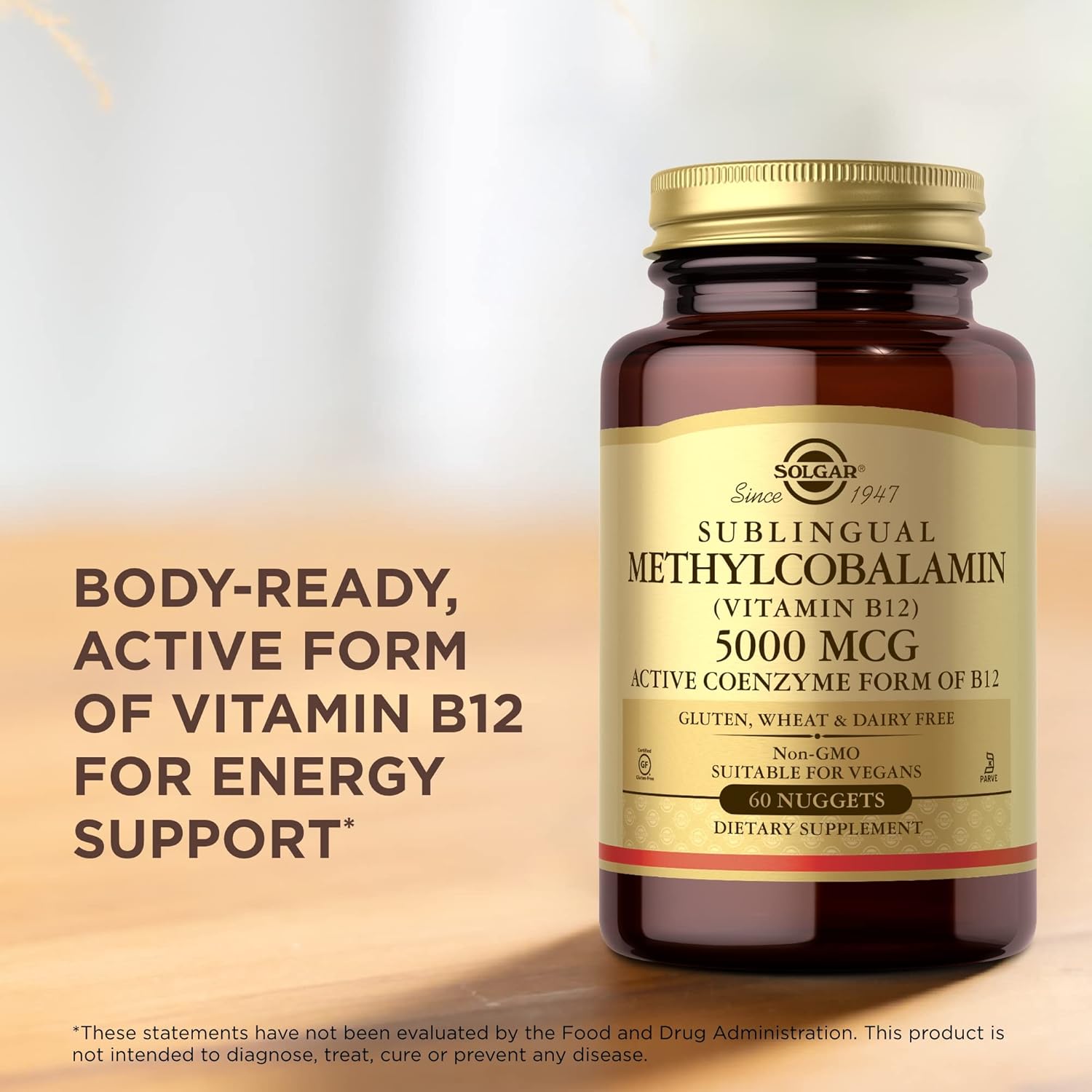 Solgar Methylcobalamin 5000 mcg Vitamin B12 Nuggets - 3 Pack, 180 Servings - Energy Metabolism Support - Non-GMO, Vegan, Gluten Free