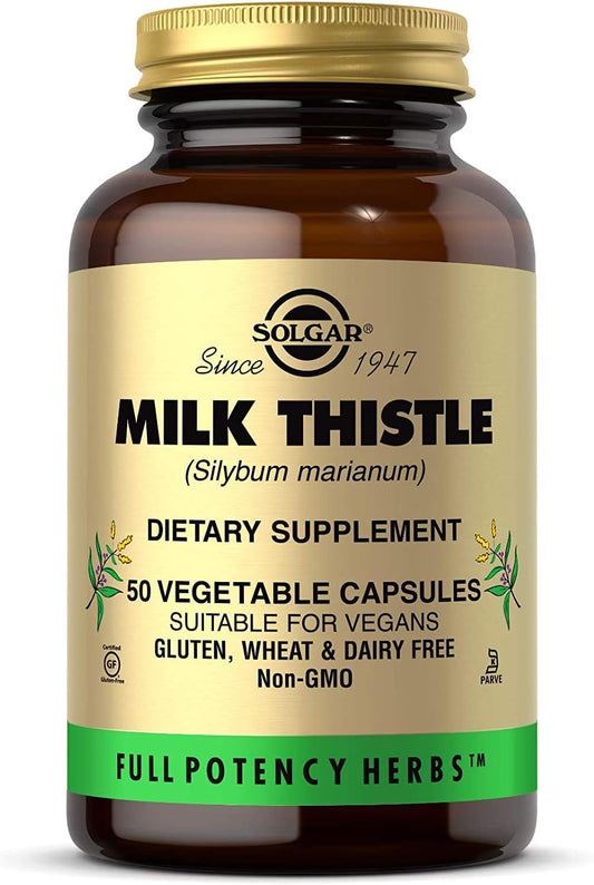 Solgar Milk Thistle Capsules - Liver Support with Full Potency - Non-GMO, Vegan, Gluten Free, Dairy Free - 100 Servings