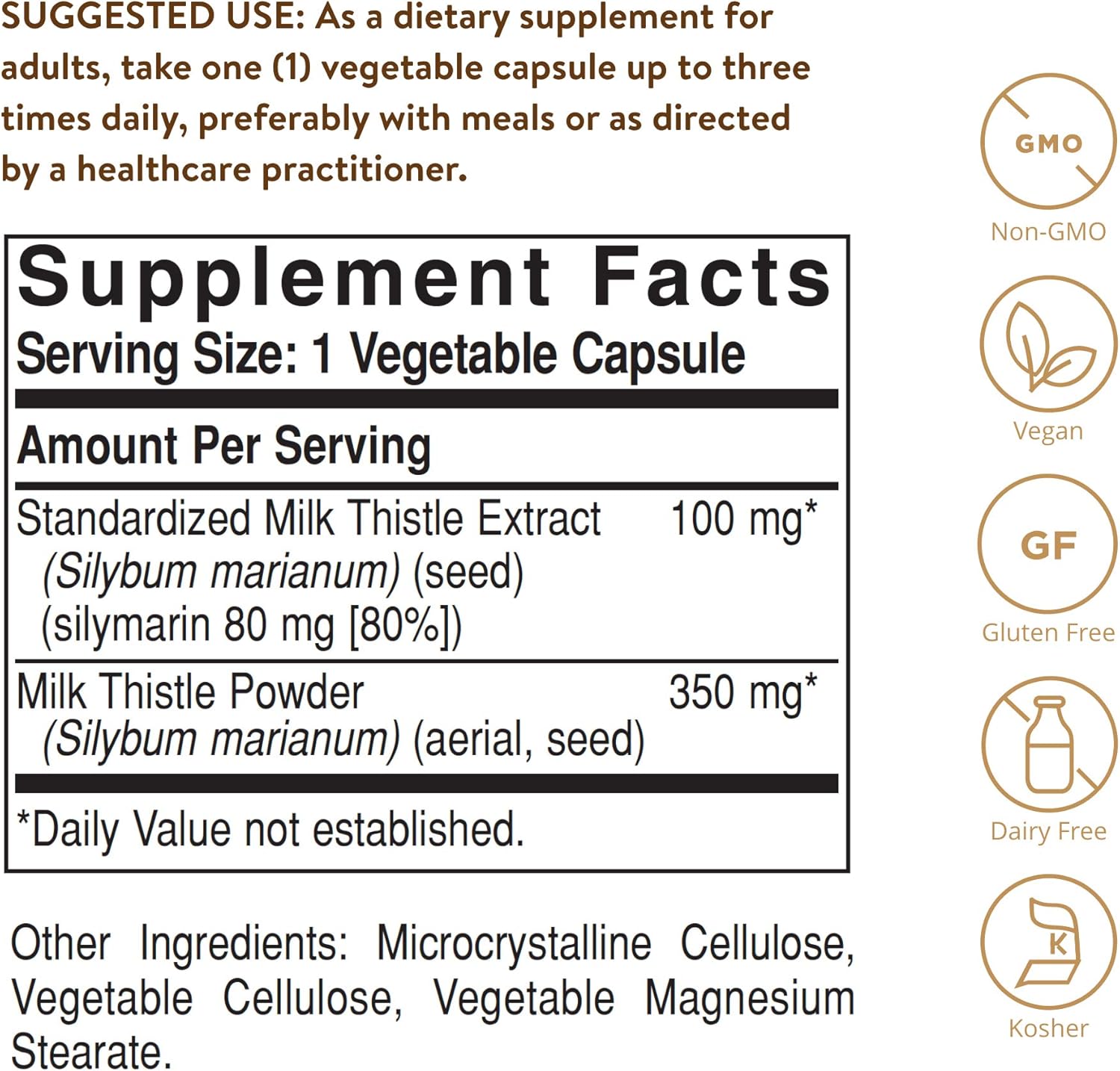 Solgar Milk Thistle Capsules - Liver Support with Full Potency - Non-GMO, Vegan, Gluten Free, Dairy Free - 100 Servings