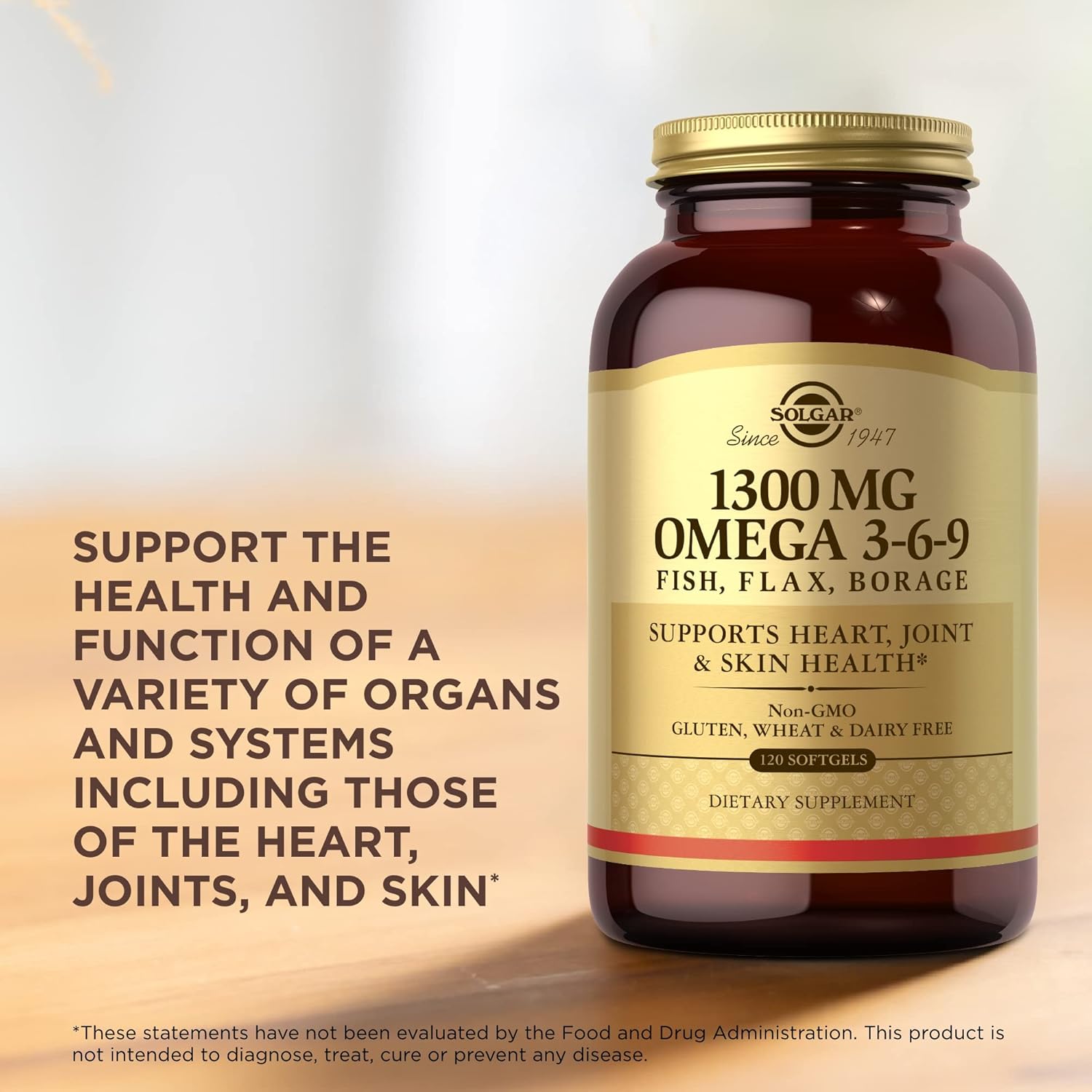 Solgar Omega 3-6-9 Softgels 1300mg - Pack of 3, 120 Servings for Joint & Skin Health - Non-GMO, Gluten Free