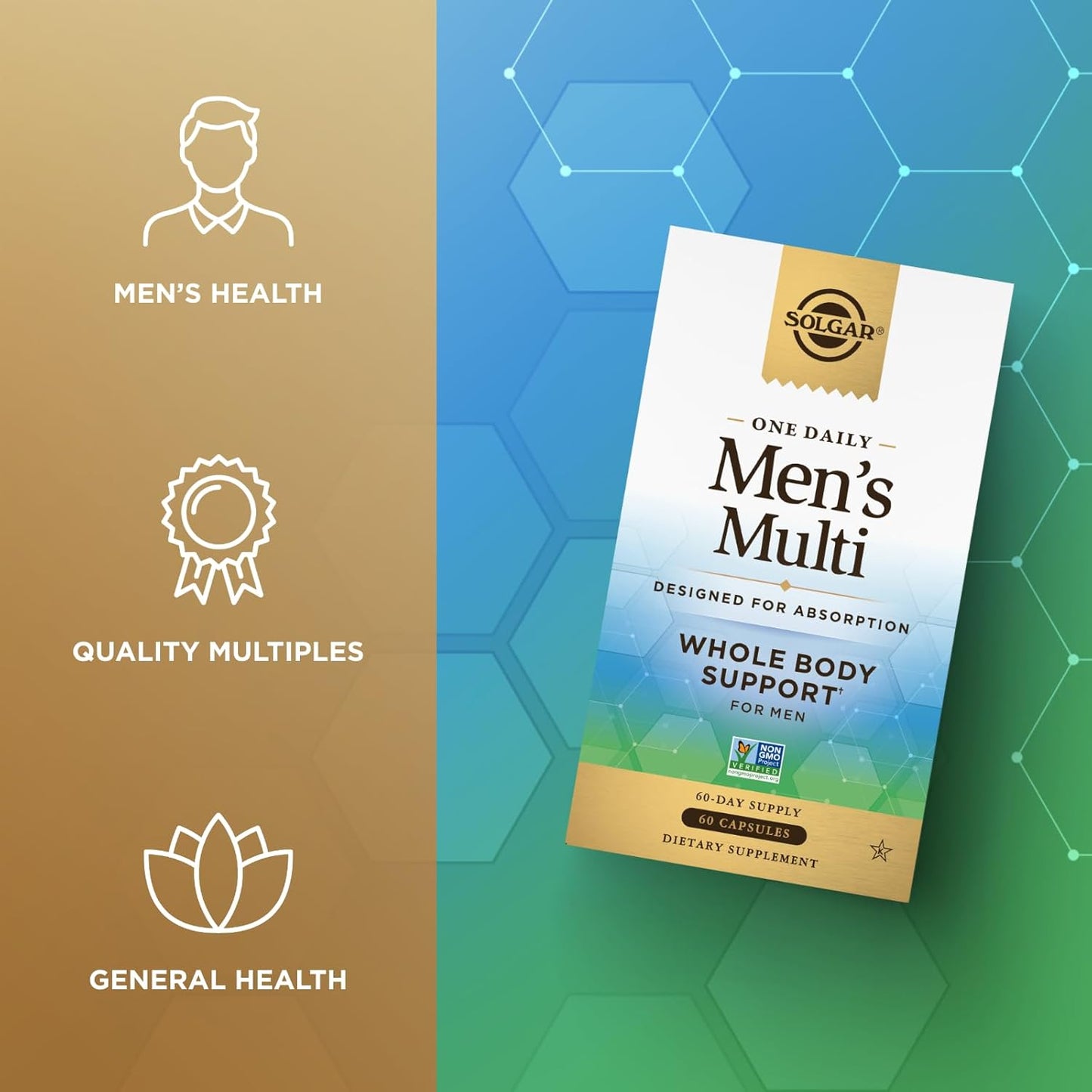 Solgar One Daily Men's Multivitamin: Whole Body Support Supplement for Immune, Heart, Energy, Stress & Muscle Health - 60 Servings