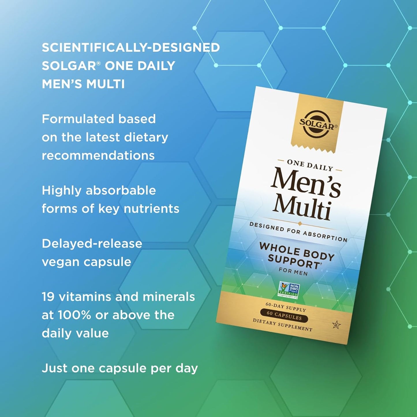 Solgar One Daily Men's Multivitamin: Whole Body Support Supplement for Immune, Heart, Energy, Stress & Muscle Health - 60 Servings