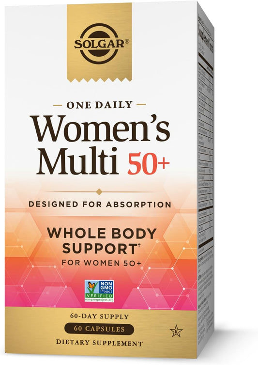 Solgar One Daily Women's Multi 50+ - Support Heart, Bone, Breast Health - Energy, Stress Relief - Hair, Skin & Nails - 60 Vegan Capsules