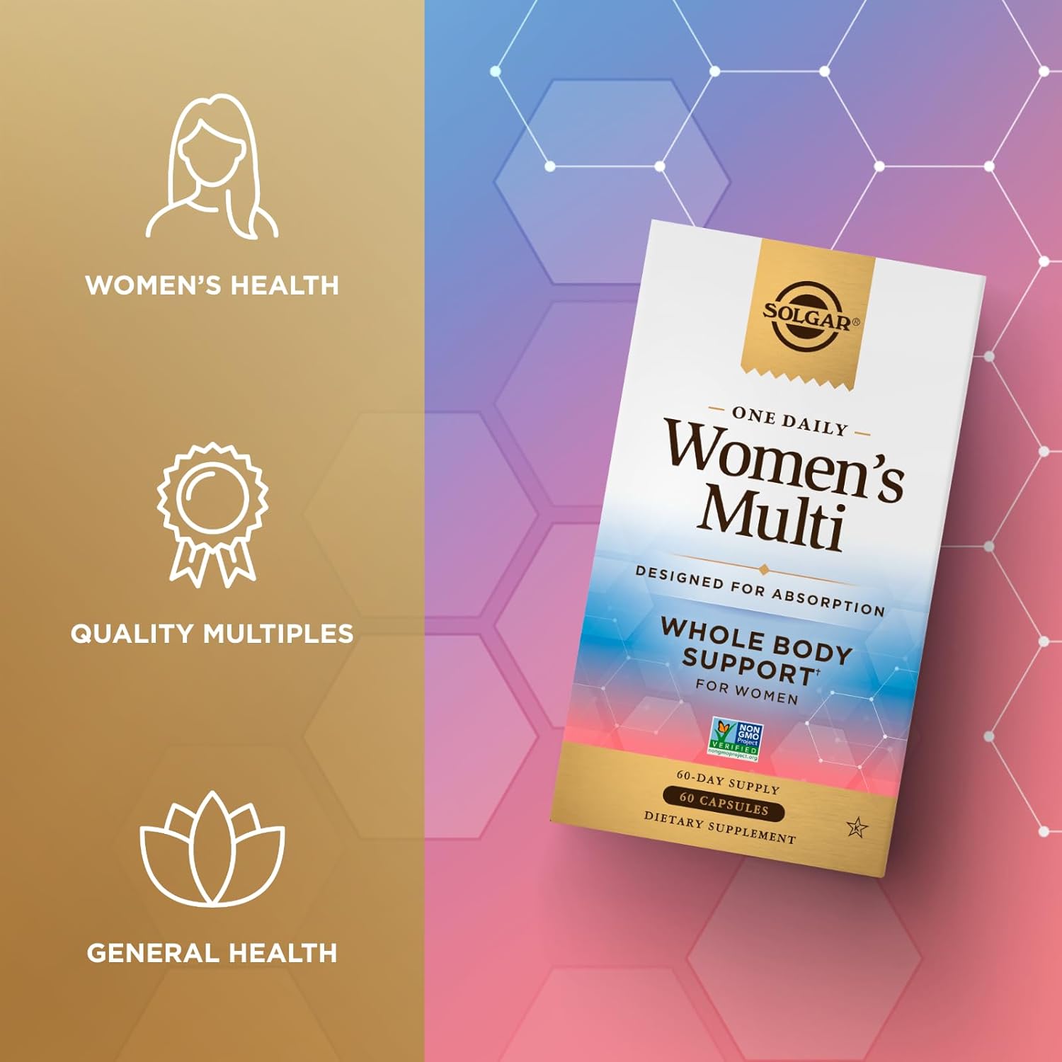 Solgar One Daily Women's Multi: Whole Body Support Vitamin for Immune, Heart, Energy, Hair Skin Nails & Reproductive Health, 60 Servings