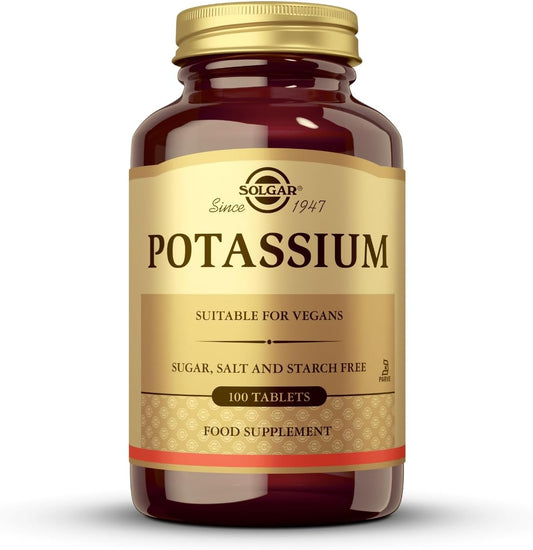 Solgar Potassium Tablets - 100 Count - Supports Nerve and Muscle Health, Electrolyte Balance - Vegan, Gluten/Dairy Free - 100 Servings