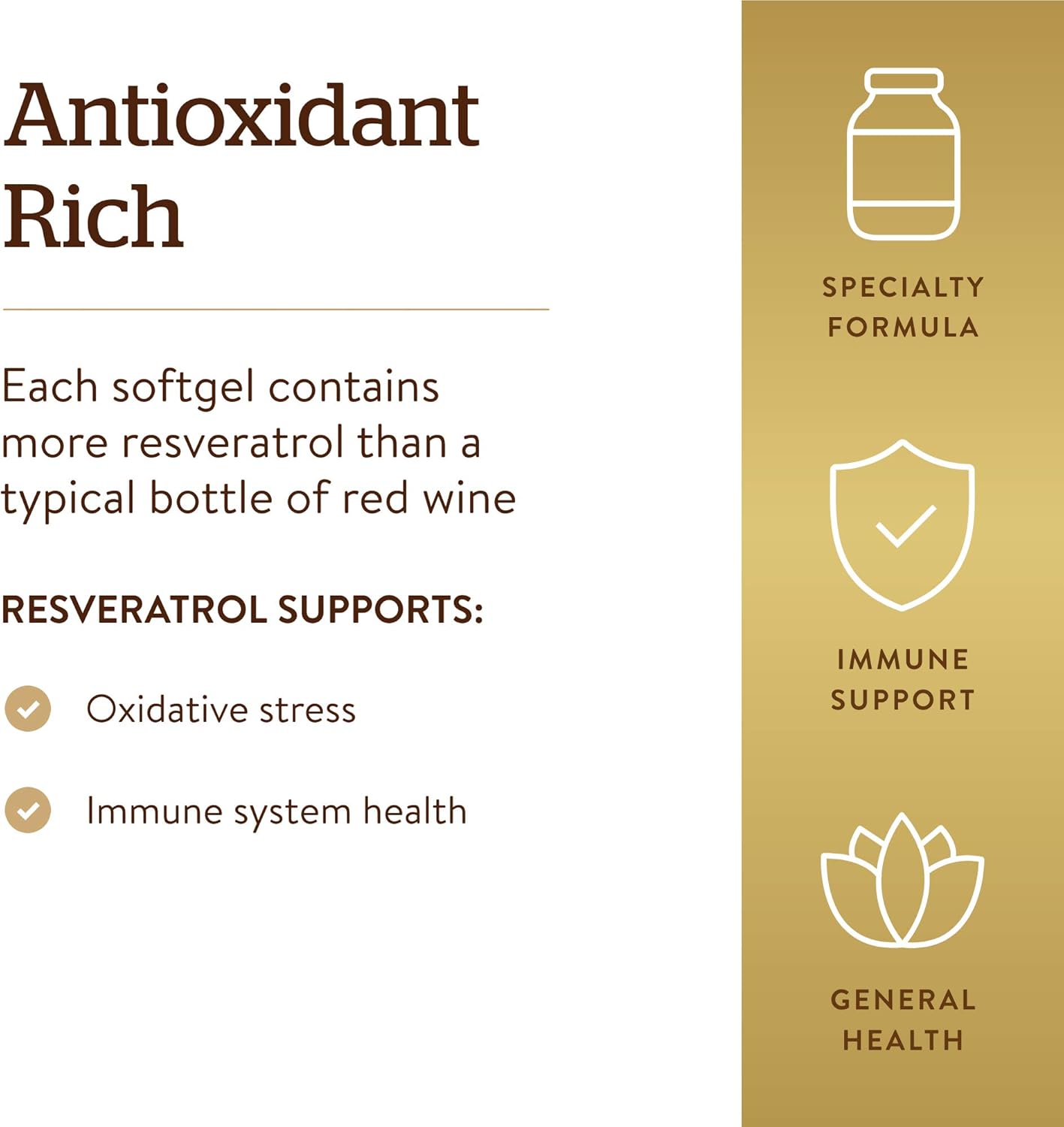 Solgar Resveratrol Softgels with Red Wine Extract - 250mg Antioxidant Immune Support - Non-GMO, Gluten Free, Dairy Free - 60 Servings