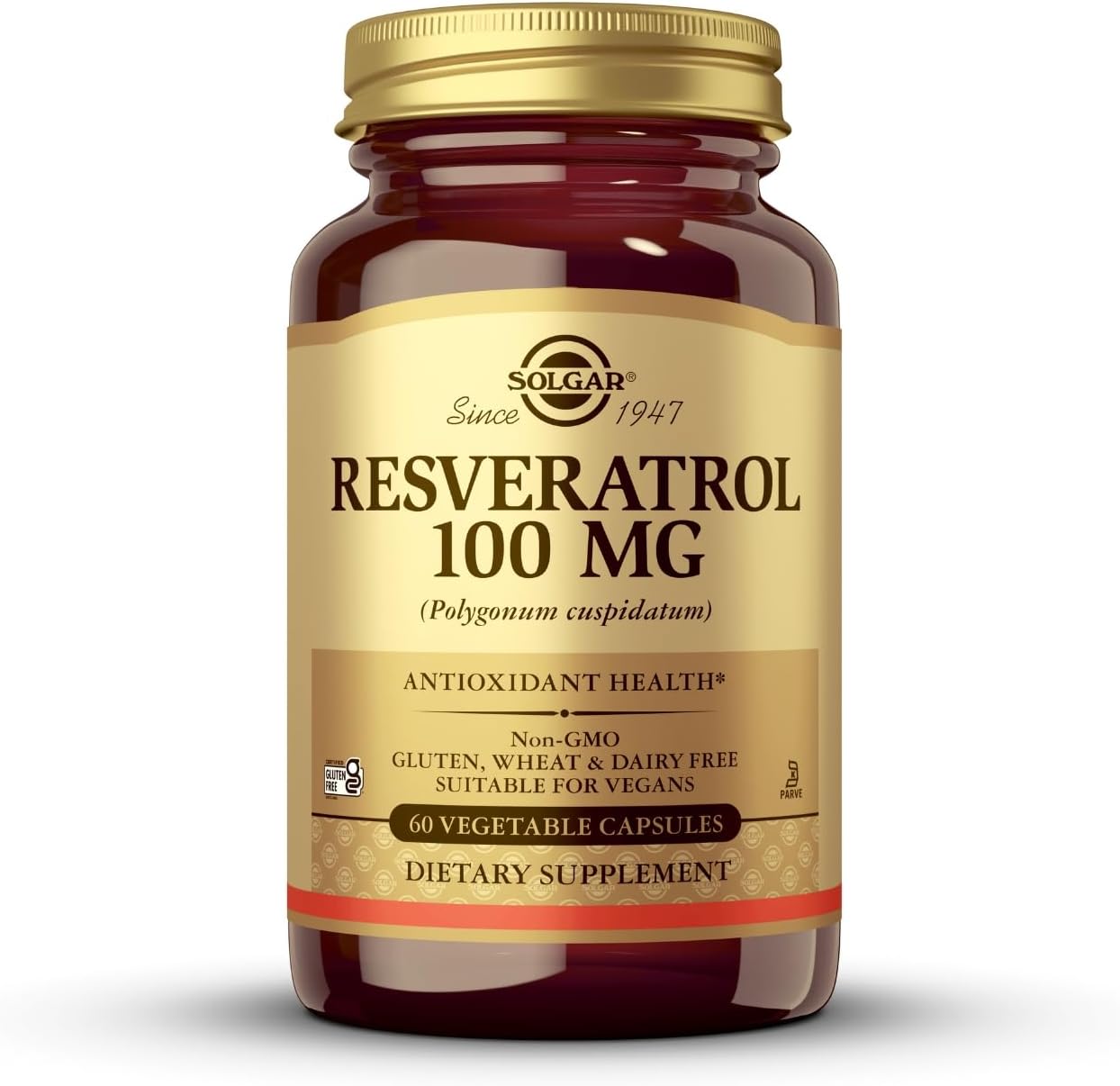 Solgar Resveratrol Supplement - 100 mg, 60 Capsules - Antioxidant Support for Cellular Health